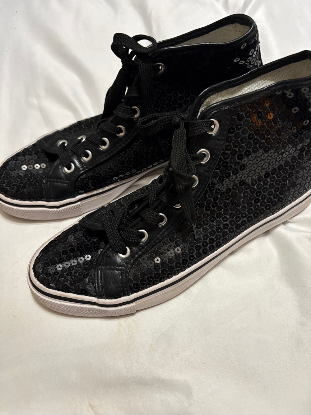 balera Black Sequin High-Top Sneakers